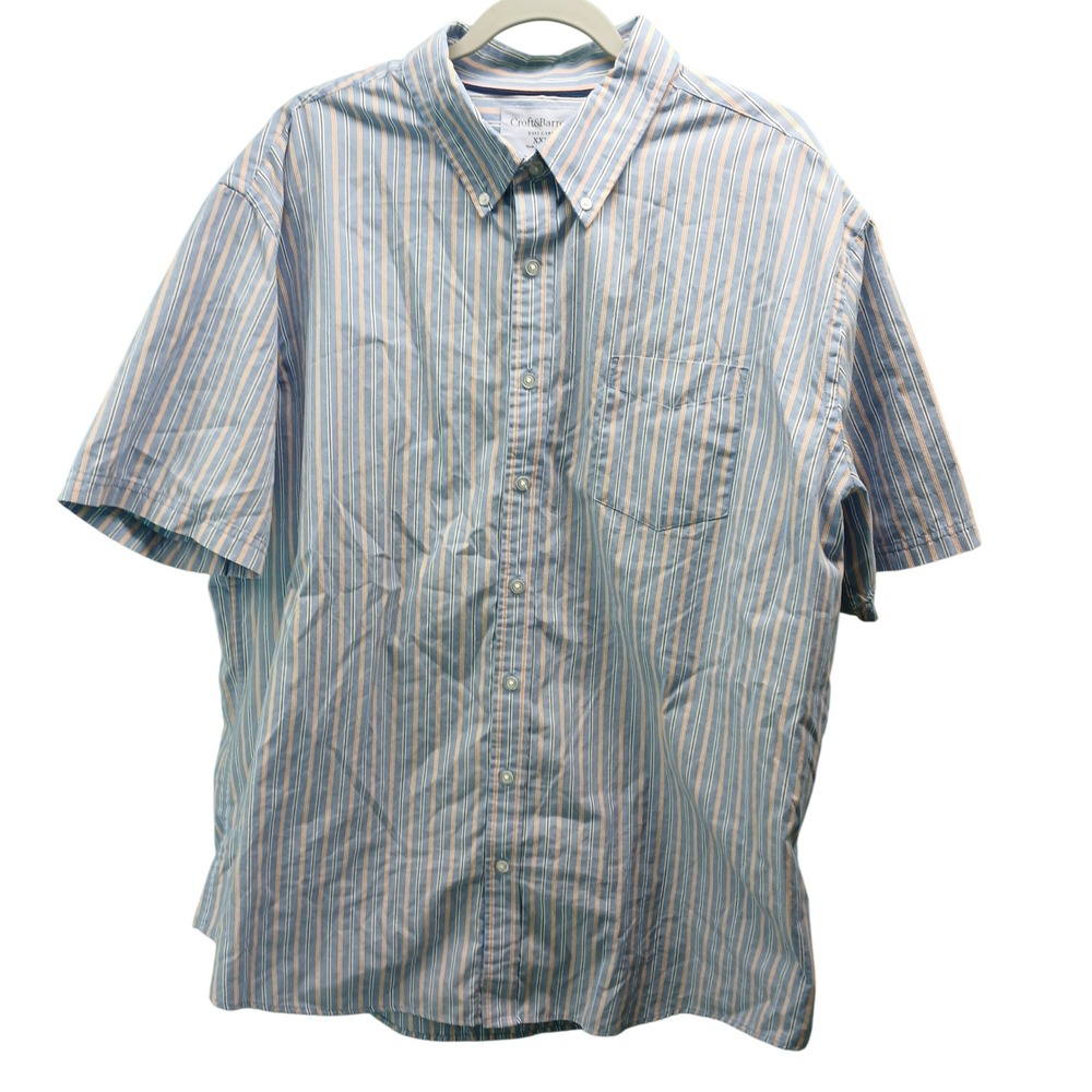 Croft & Barrow Mens Easy Care Striped Short Sleeve Button Down Shirt XXL‎